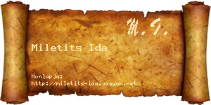 Miletits Ida névjegykártya